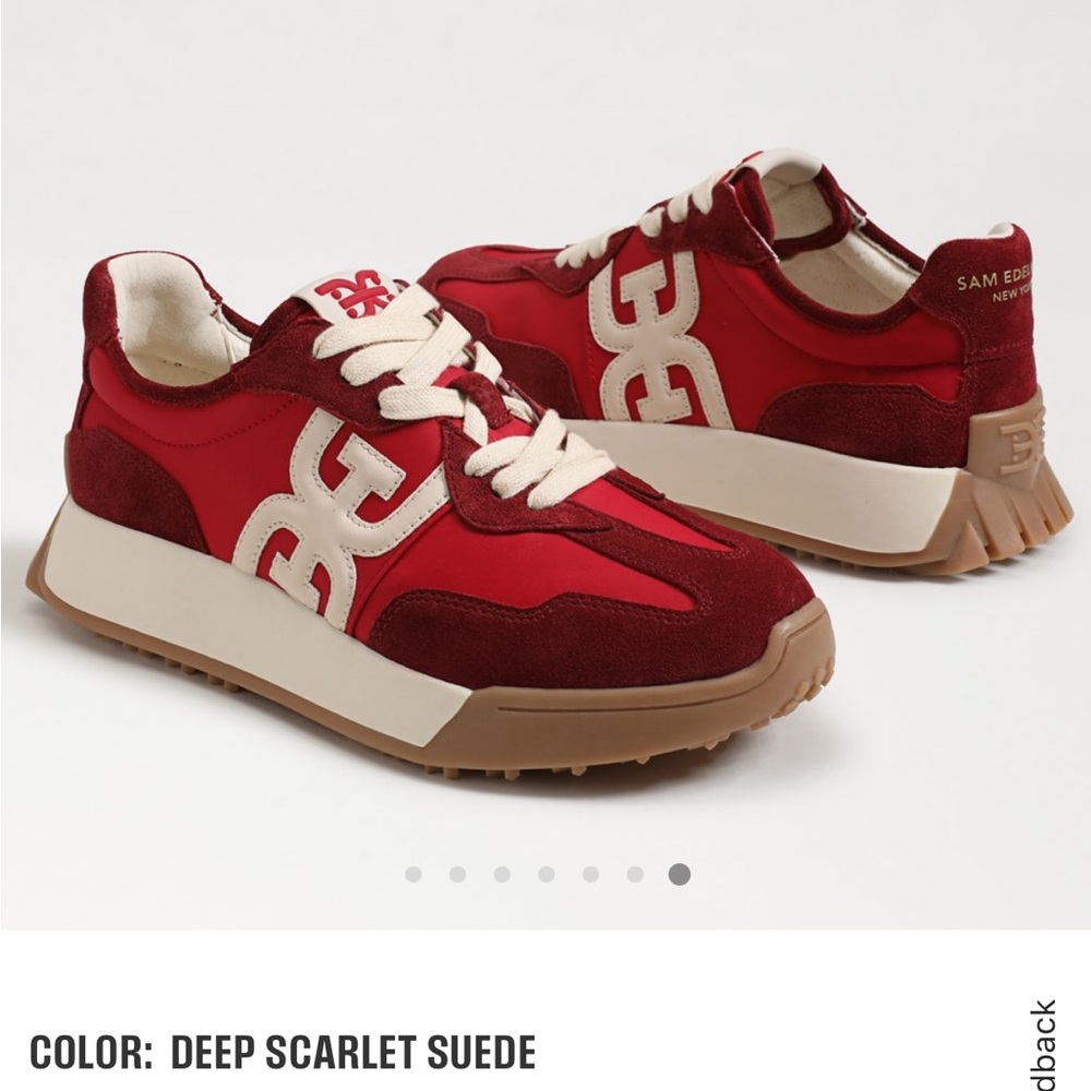 Sam Edelman Deep Scarlet Suede Sneakers